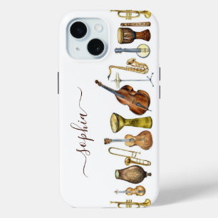 Funda Para iPhone 15 Elegante Personalizado de Instrumentos de Música d