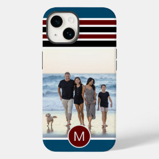 Funda Para iPhone 14 De Case-Mate Elegante Personalizado de monograma con rayas roja