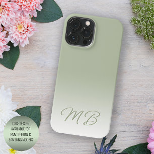 Funda Para iPhone 14 Pro Max De Case-Mate Elegante personalizado Monograma verde sabio tosca