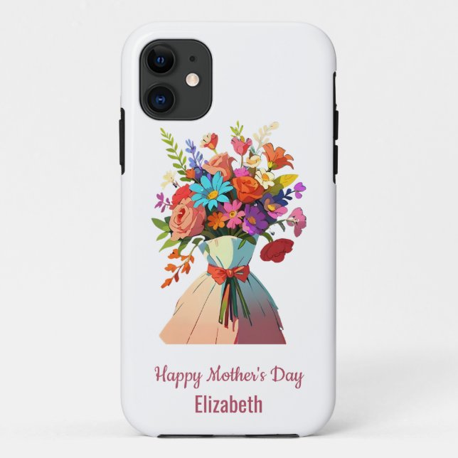 Funda De Case-Mate Para iPhone Elegante Personalizado vibrante Bouquet Día de la  (Reverso)