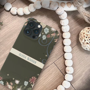 Funda Para iPhone 13 Pro Max Elegante Personalizar floral Nombre Bonito de moda