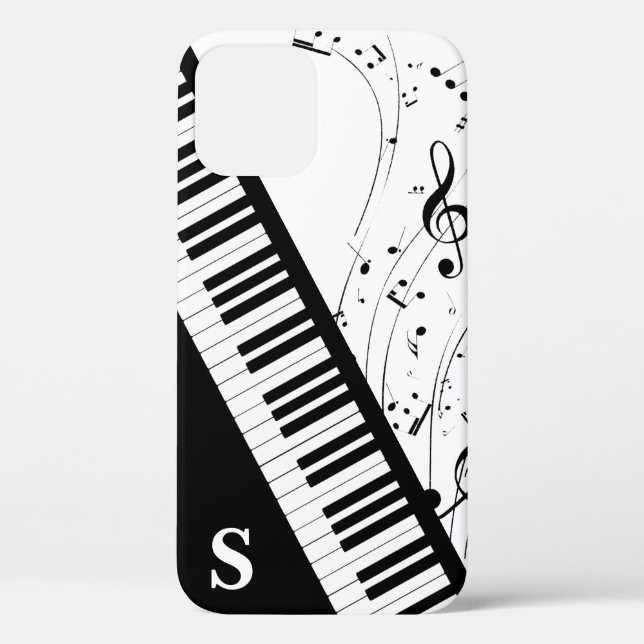 Funda De Case-Mate Para iPhone Elegante Piano Keyboard Music Notes Monograma (Reverso )