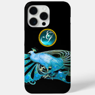 FUNDA PARA iPhone 15 PRO MAX ELEGANTE PICOCA EN AZUL, MONOGRAMA ACUAMARINO