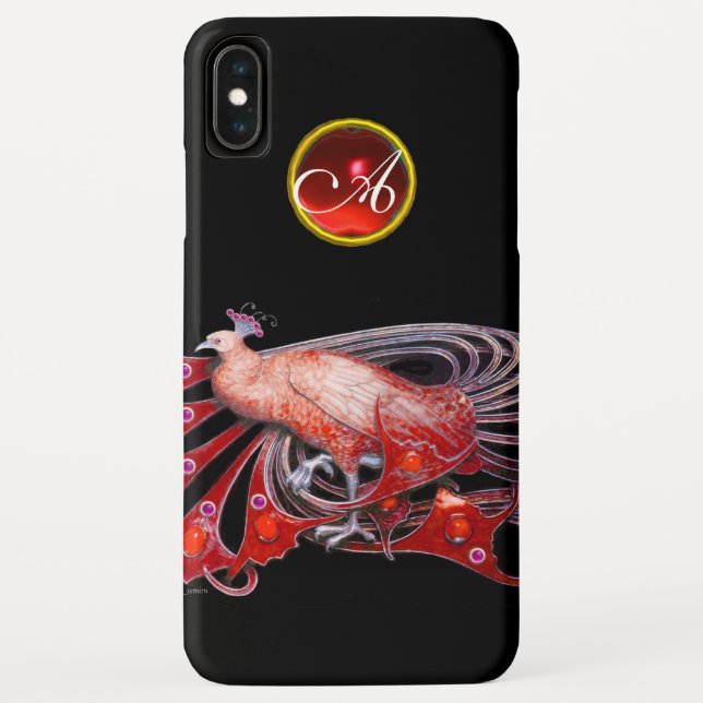 FUNDA DE Case-Mate PARA iPhone ELEGANTE PICOCA EN ROJO, RUBY MONOGRAM (Reverso)