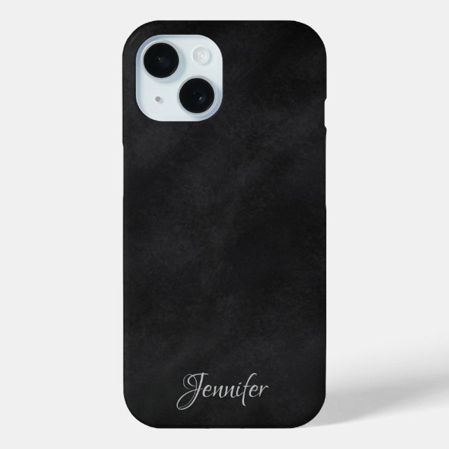 Funda De Case-Mate Para iPhone Elegante pizarra negra con nombre (Reverso )
