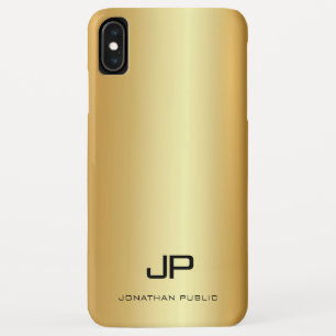 Funda Para iPhone XS Max Elegante Plantilla de Faux Gold Nombre de Monogram