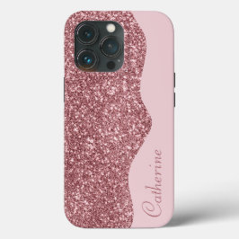 Funda Para iPhone 13 Pro Elegante Purpurina de goteo rosado Personalizado P