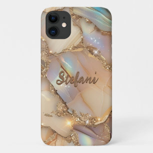 Funda Para iPhone 11 Elegante Purpurina holográfico beige tinta de alco