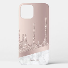 Funda Para iPhone 12 Elegante purpurina rosa dorado gotea personalizado
