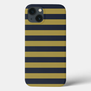 Funda Para iPhone 13 Elegante rayas verticales de oro y marina azul