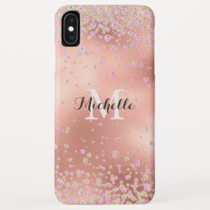 Funda Para iPhone XS Max Elegante Relieve metalizado dorado Rosa Girly Faux