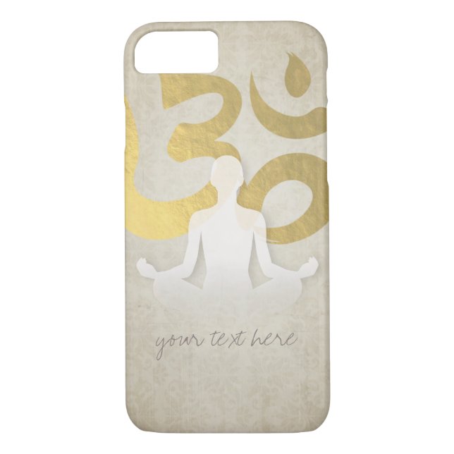 Funda De Case-Mate Para iPhone Elegante Relieve metalizado dorado Yoga Meditación (Reverso)