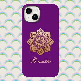 Funda Para iPhone 14 De Case-Mate Elegante respira morado profundo y oro manala