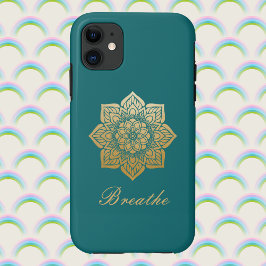 Funda Para iPhone 11 Elegante respira oro manala en verde rico