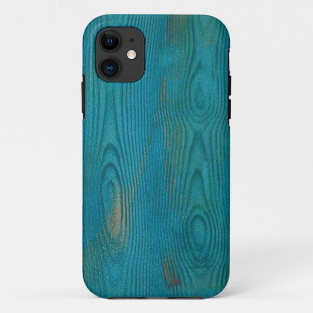 Funda De Case-Mate Para iPhone Elegante Resumen Grano de madera Textura azul Verd (Reverso)