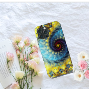 Funda Para iPhone 13 Pro Max Elegante Resumen Nombre Fractal Espiral Monogramad