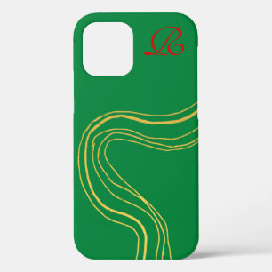 Funda Para iPhone 12 Elegante Resumen Oro Real Verde