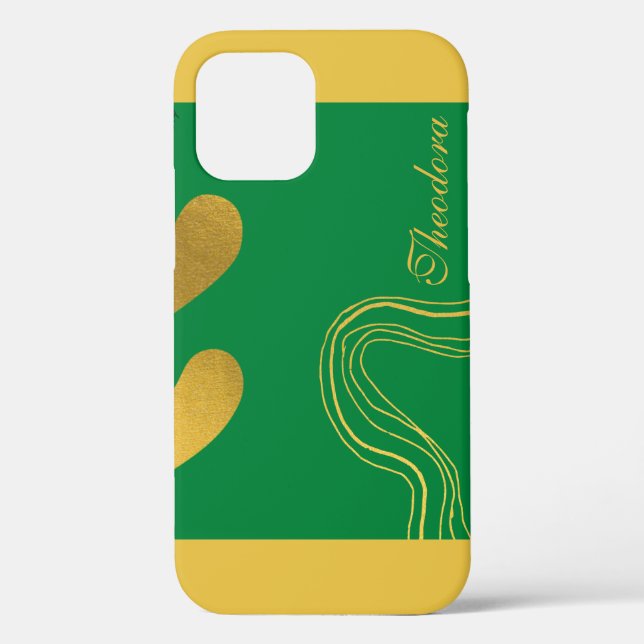 Funda De Case-Mate Para iPhone Elegante Resumen Oro Real Verde (Reverso )