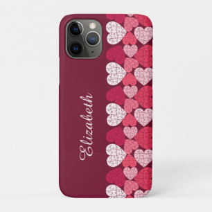 Funda Para iPhone 11 Pro Elegante Rojo Rosado Rompecabezas Rompecabezas Nom