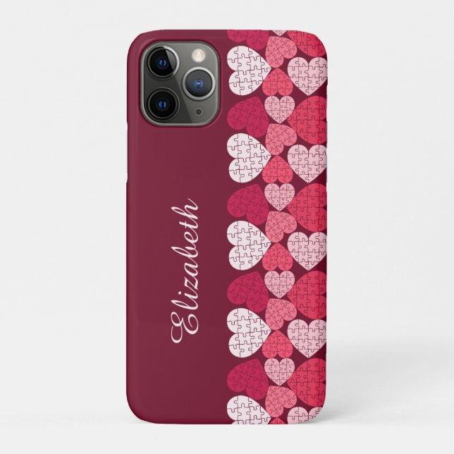 Funda De Case-Mate Para iPhone Elegante Rojo Rosado Rompecabezas Rompecabezas Nom (Reverso)