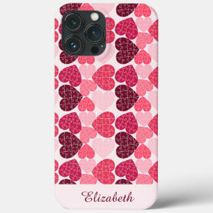 Funda Para iPhone 13 Pro Max Elegante Rojo Rosado Rompecabezas Rompecabezas Nom