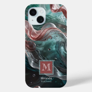 Funda Para iPhone 15 Elegante Rosa antiguo y tipografía de agua de seda