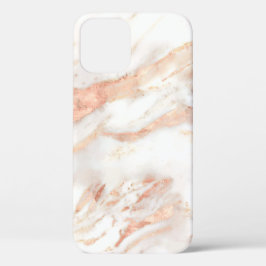 Funda Para iPhone 12 Pro Elegante Rosa de cobre Mármol de oro