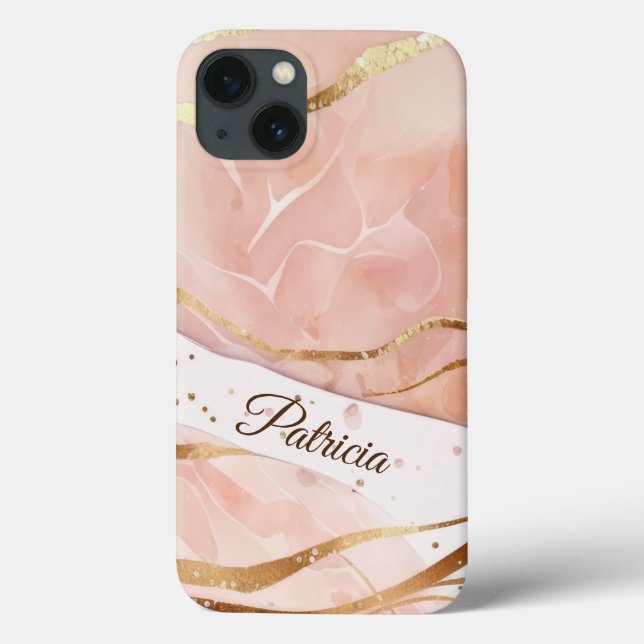 Funda De Case-Mate Para iPhone Elegante Rosa de Mármol (Reverso)