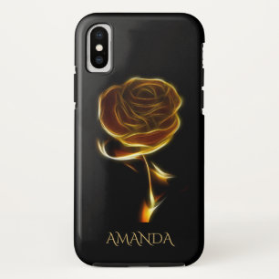 Funda Para iPhone X Elegante Rosa dorado de la llama