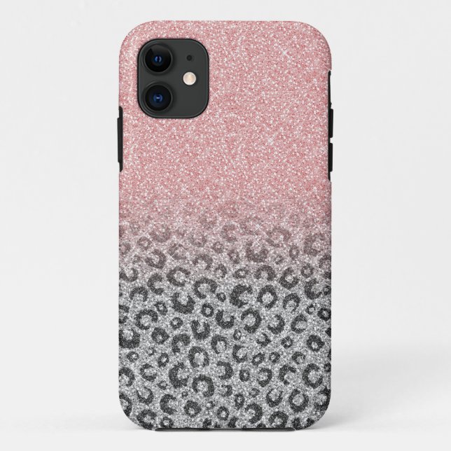 Funda De Case-Mate Para iPhone Elegante Rosa dorado Purpurina Leopardo Imprimir (Reverso)