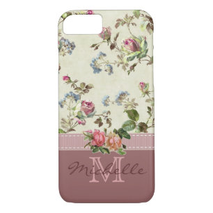 Funda Para iPhone 8/7 Elegante Rosa floral vintage Monograma