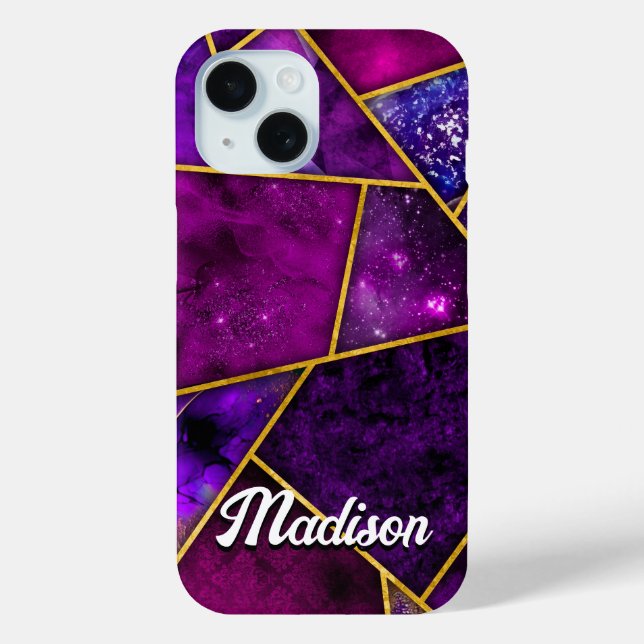 Funda De Case-Mate Para iPhone Elegante rosa morado giratorio geométrico (Reverso )