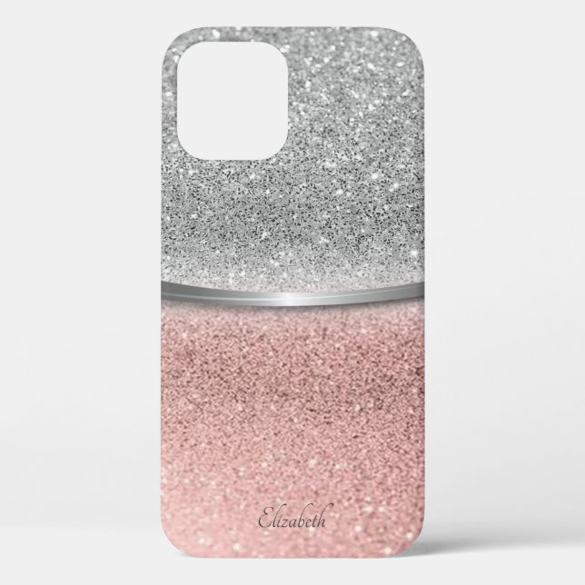 Funda De Case-Mate Para iPhone Elegante Rosa Plata Purpurina Dorado Bokeh (Reverso )