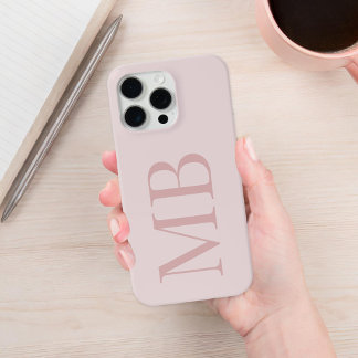 Funda Para iPhone 15 Pro Max Elegante Rosa polvoriento Minimalista Monograma in