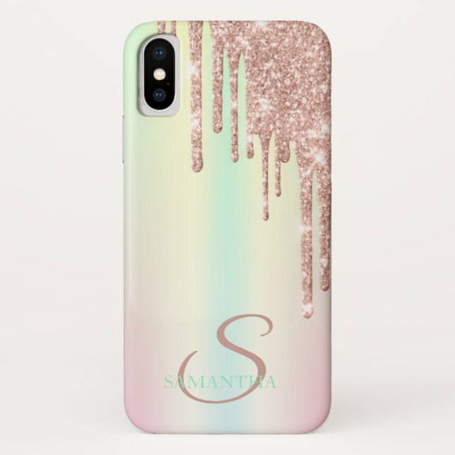Funda De Case-Mate Para iPhone Elegante Rosa Purpurina Oro Dris Ombre (Reverso)