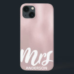 Funda Para iPhone 13 Elegante Rosa Textura de vidrio de oro Sra. Apelli<br><div class="desc">Elegante Rosa Gold Mrs. Surname design. Puedes visitar mi tienda por productos más hermosos.</div>
