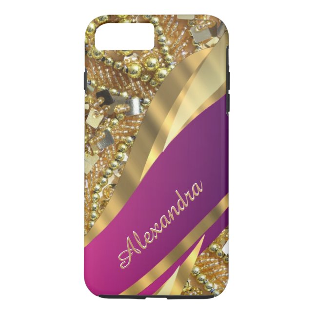 Funda De Case-Mate Para iPhone Elegante rosa y dorado personalizado (Reverso)