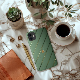 Funda Para iPhone 11 Elegante Sage Green & Gold