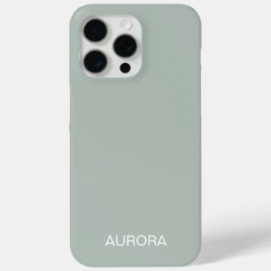 Funda Para iPhone 15 Pro Max Elegante Sage Green Nombre Personalizado -