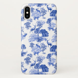 Funda Para iPhone XS Elegante tela de campo de venado azul de ciervo Fo