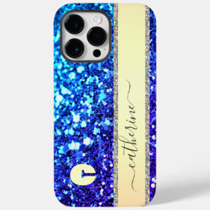 Funda Para iPhone 14 Pro Max De Case-Mate Elegante Tendance Azul Marino Brillo Monograma Nom