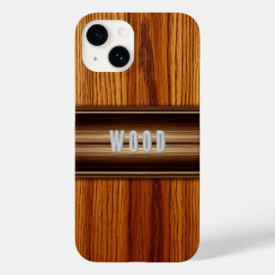 Funda Para iPhone 14 De Case-Mate Elegante textura de madera con latón decorativo