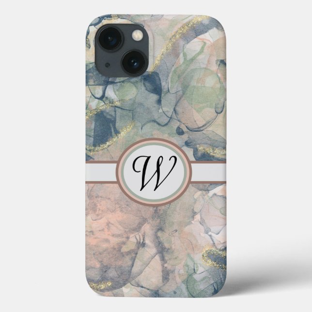 Funda De Case-Mate Para iPhone Elegante textura de mármol con monograma de venas  (Reverso)