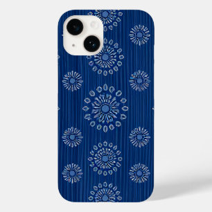 Funda Para iPhone 14 De Case-Mate Elegante textura Sunmica Azul con patrón floral