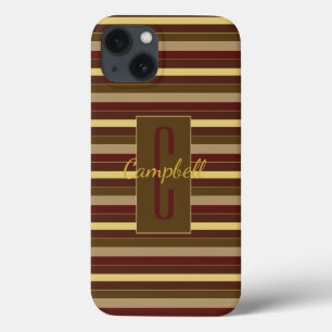 FUNDA PARA iPhone 13 ELEGANTE TIRA DE MARRÓN HORIZONTAL MONOGRAM MASCUL