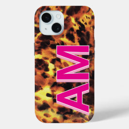Funda Para iPhone 15 Elegante Tortoiseshell monogramado rosa