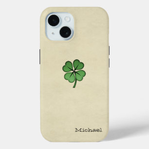 Funda Para iPhone 15 Elegante trébol irlandés afortunado