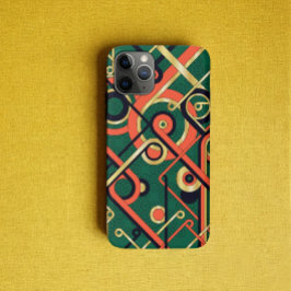 Funda Para iPhone 11 Pro Elegante Verde y Dorado Art Deco Geométrico 