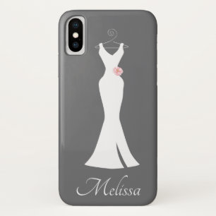 Funda Para iPhone X Elegante vestido blanco sobre gris - Diseño sencil