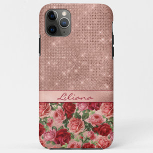 Funda Para iPhone 11 Pro Max Elegante Vintage Roses Roses Rojos Nombre Floral